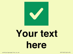 Custom plain background, green square with tick sign